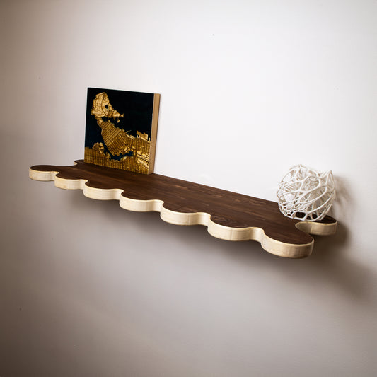 Wavy Edge Pine Floating Shelf – Sierra Wave Collection