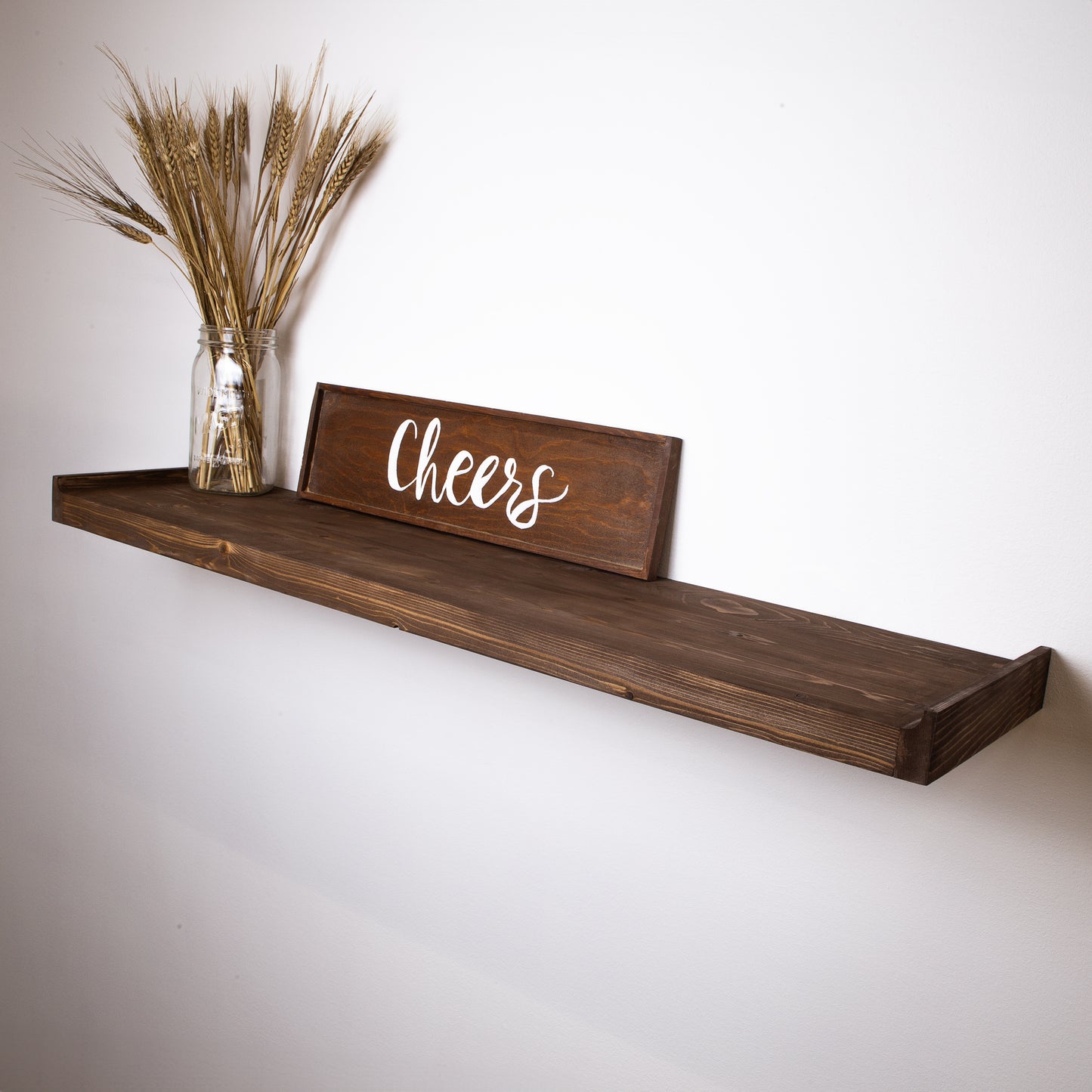 Golden Pine Floating Shelf