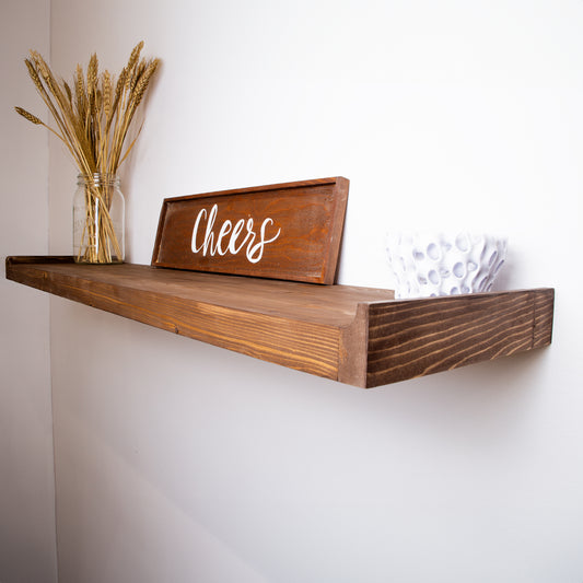 Rustic Pine Wall-Mounted Shelf