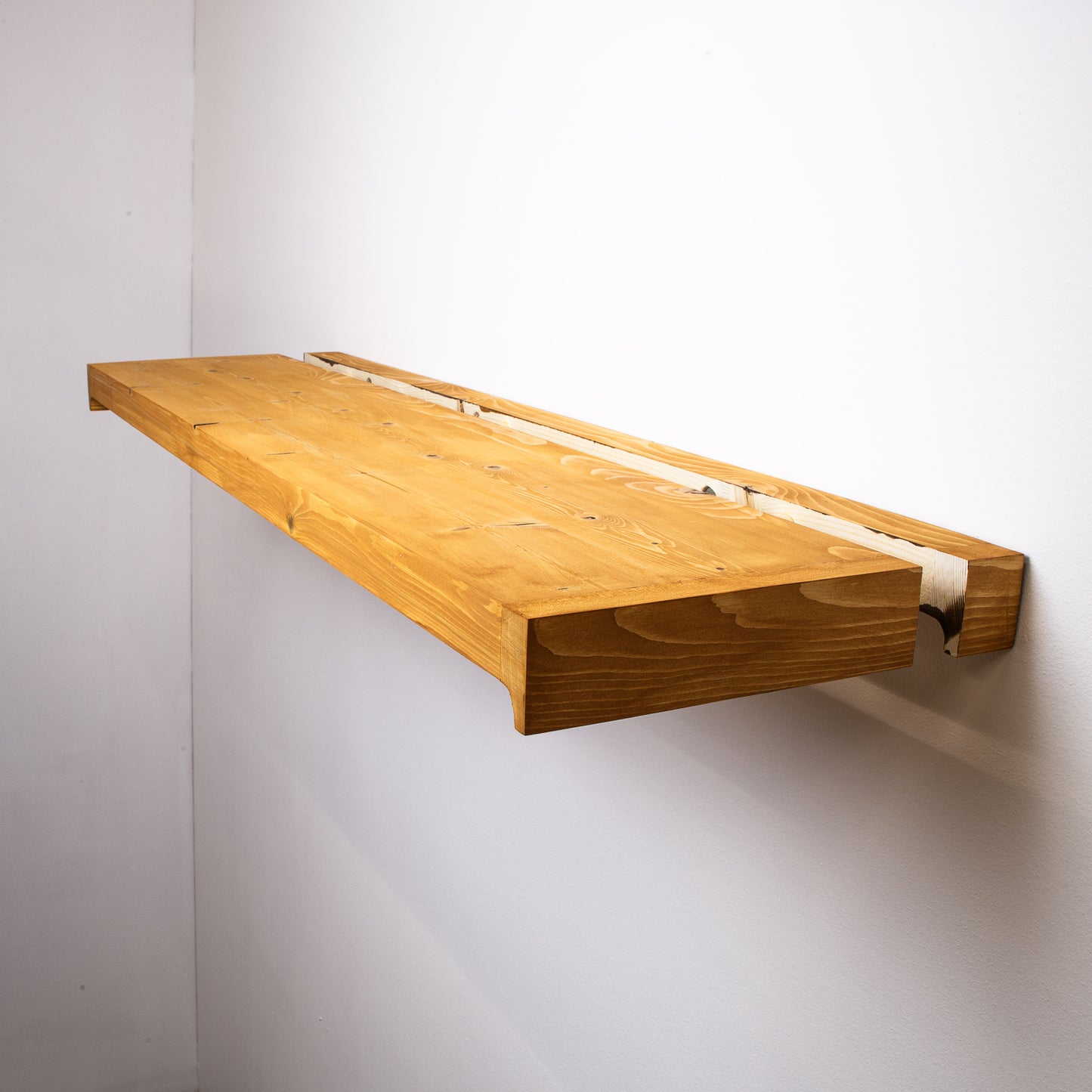 Golden Pine Floating Shelf