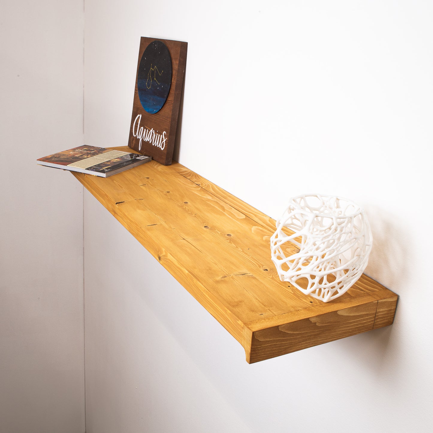 Golden Pine Floating Shelf