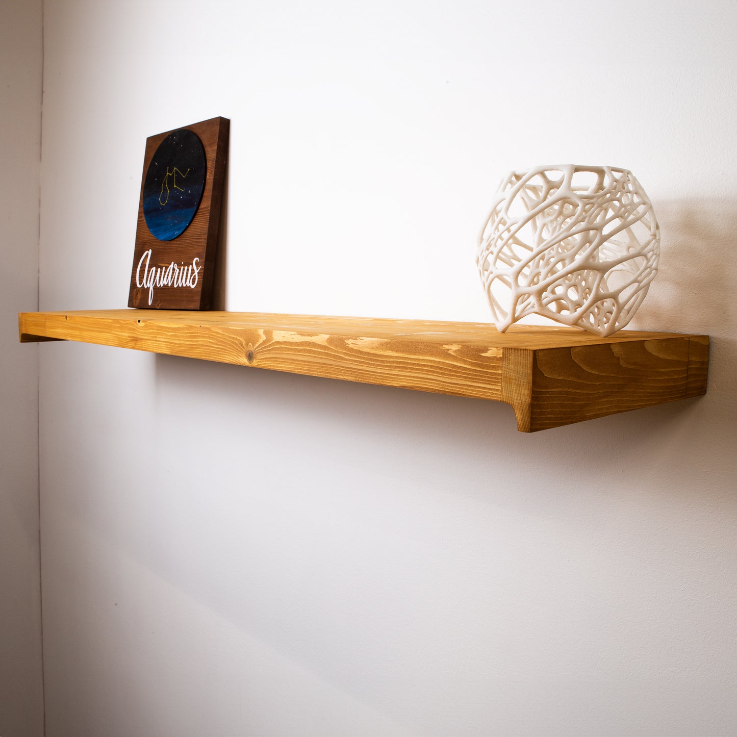 Golden Pine Floating Shelf